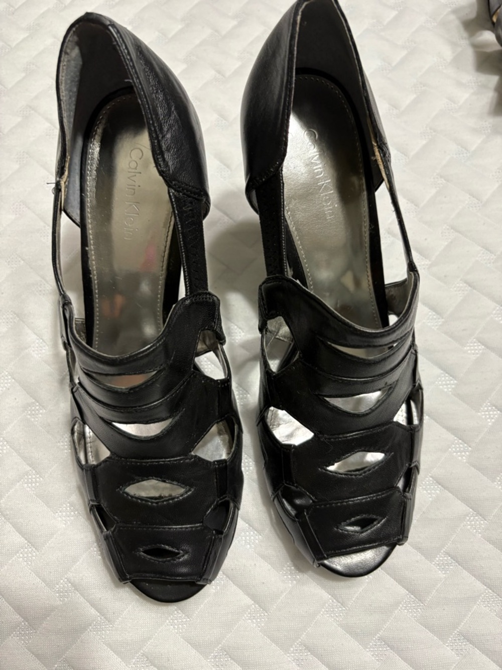 Calvin Klein Black Cutout Leather Heels